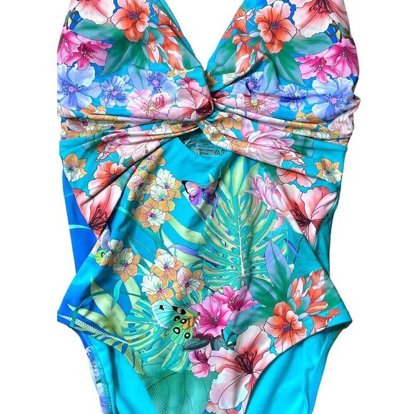 Johnny Was Women's XS Swimsuit Water Tropic Floral Twist Keyhole One Piece NWT - Picture 8 of 15